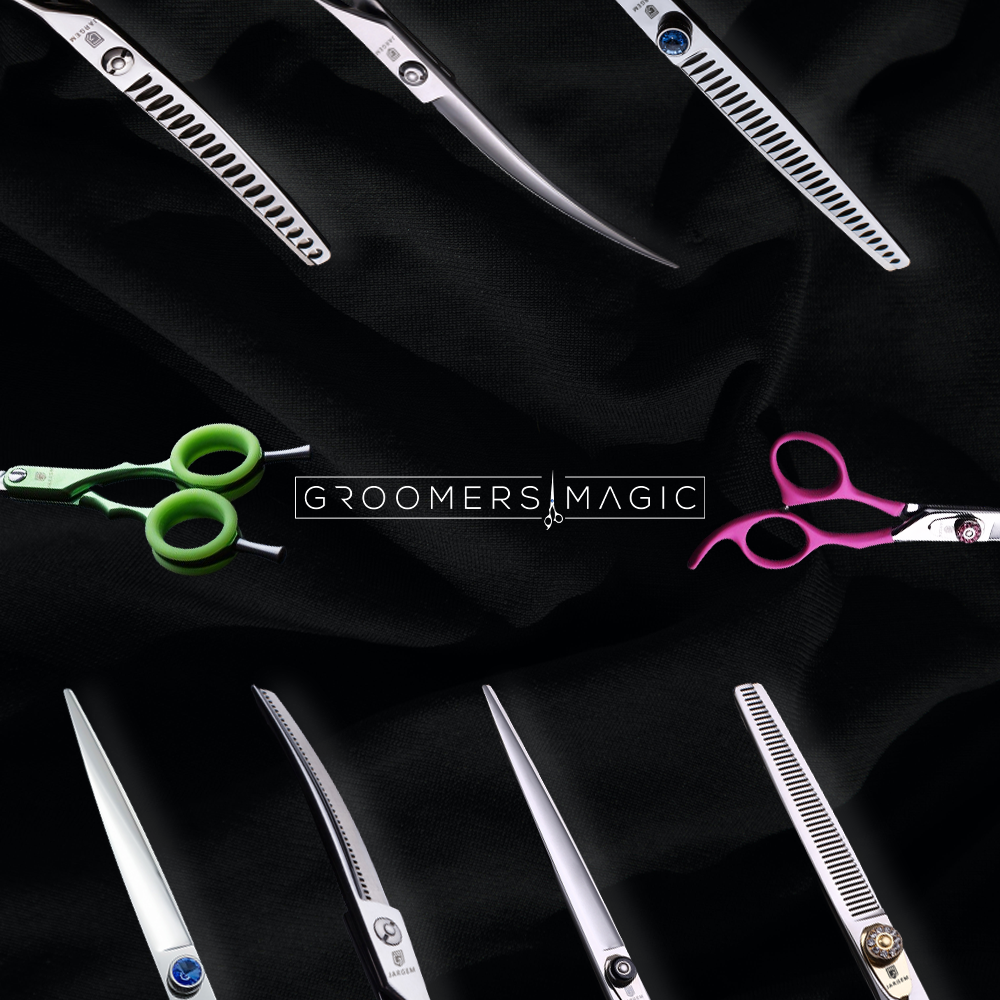 Dog grooming with Our premium scissors ensure immaculate trims for all breeds