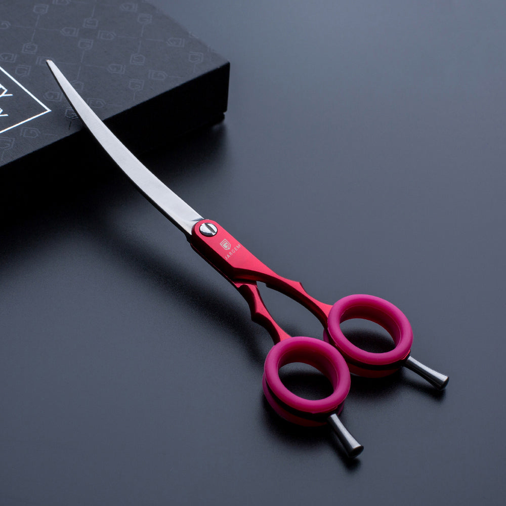 Tokyo Red Curved Dog Grooming Scissor